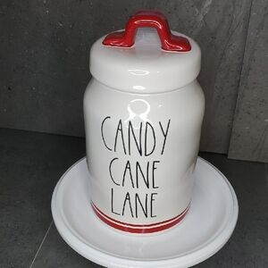 Rae Dunn White Jar with Red Accent